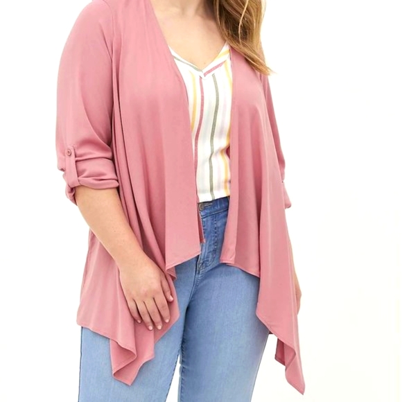 ♥️NWT VINTAGE TORRID VALENTINES DAY CARDIGAN SWEATER ROSE DRAPED FRONT KIMONO - Picture 3 of 11